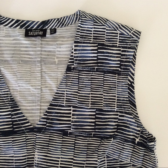 KATE SPADE BLUE & WHITE STRIPED SLEEVELESS TANK TOP SMALL - Picture 4 of 8